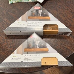 NWT, Set of 2, Threshold, Corner Shelves, Weathered Finish